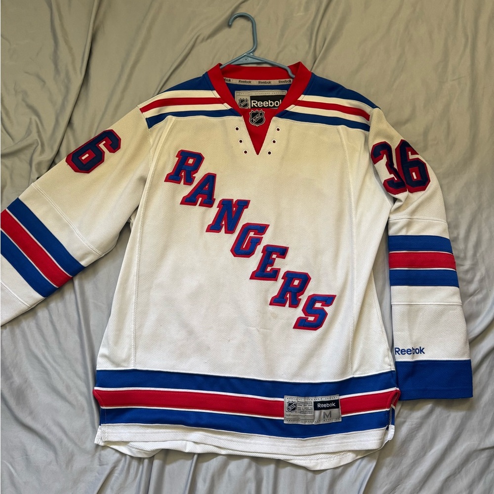 Reebok Rangers White Jersey with Blue and Red